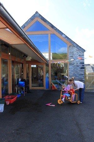 Boscastle, Cornwall, Playgroup playground entrance.