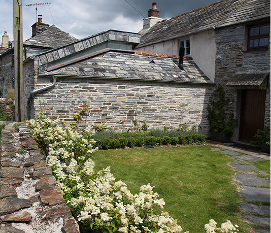 St Teath, Cornwall, Riley House, view of extension from neighbours garden