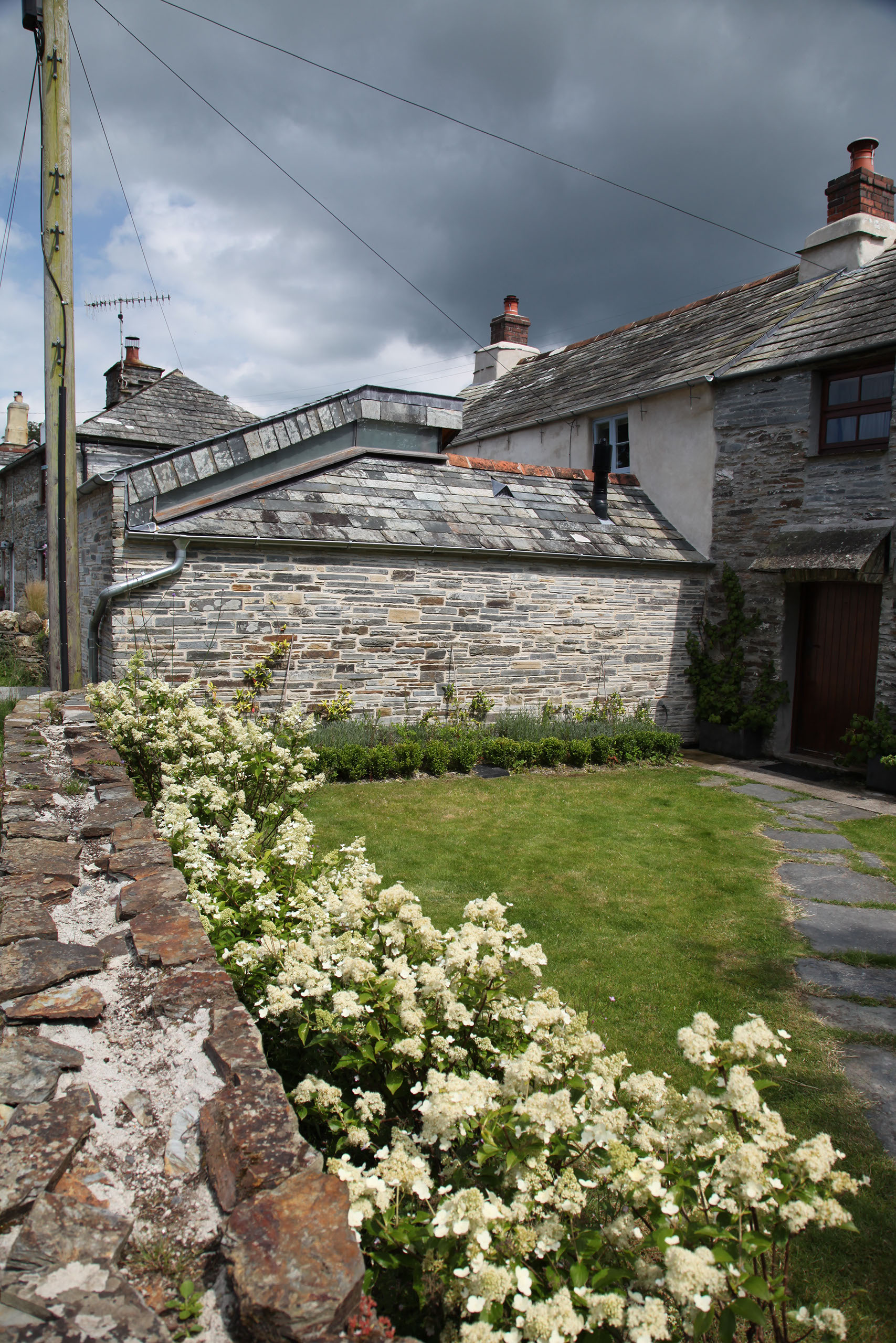 St Teath, Cornwall, Riley House, view of extension from neighbours garden